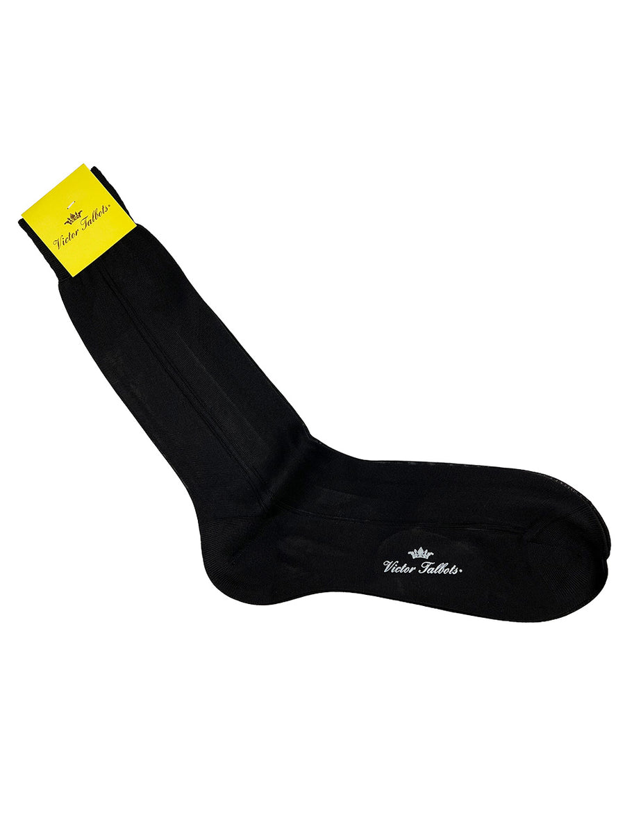 Black 100% Silk Mid Calf Sock –