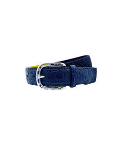 Navy Woven Belt with Blue Alligator Detail