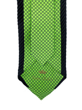 Load image into Gallery viewer, Emerald Green Dot Inset with Black Pleated Border Detail Necktie &amp; Pocket Square Set