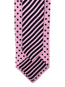 Light Pink with Black Polka Dot Necktie & Double Panel Pocket Square Set