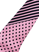 Load image into Gallery viewer, Light Pink with Black Polka Dot Necktie &amp; Double Panel Pocket Square Set