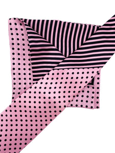 Light Pink with Black Polka Dot Necktie & Double Panel Pocket Square Set